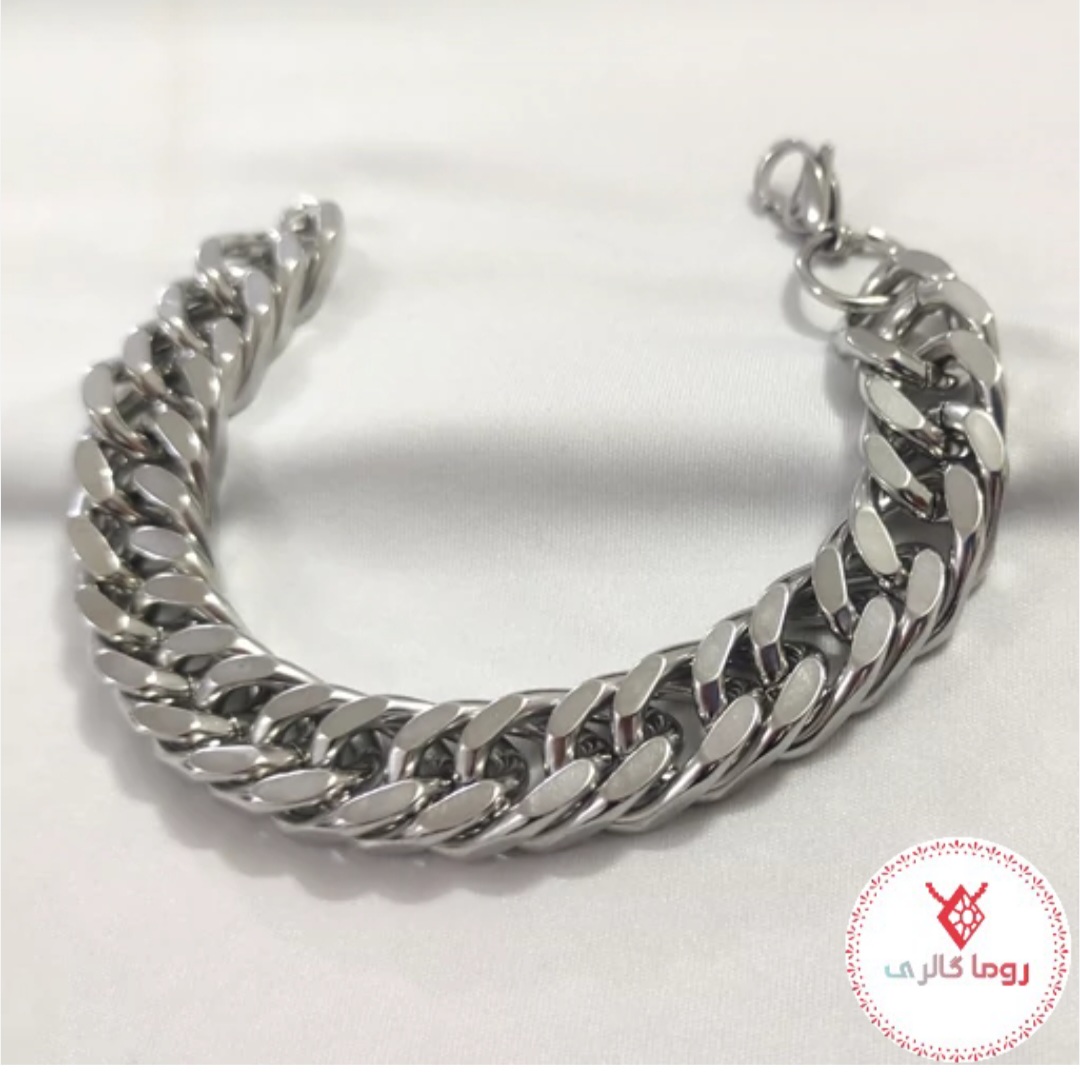 دستبند کارتیر دوبل 14میل نقره ای