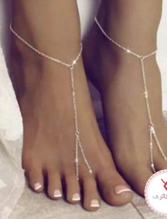 تمیمه پا جفتی زنجیر ساده نقره ای